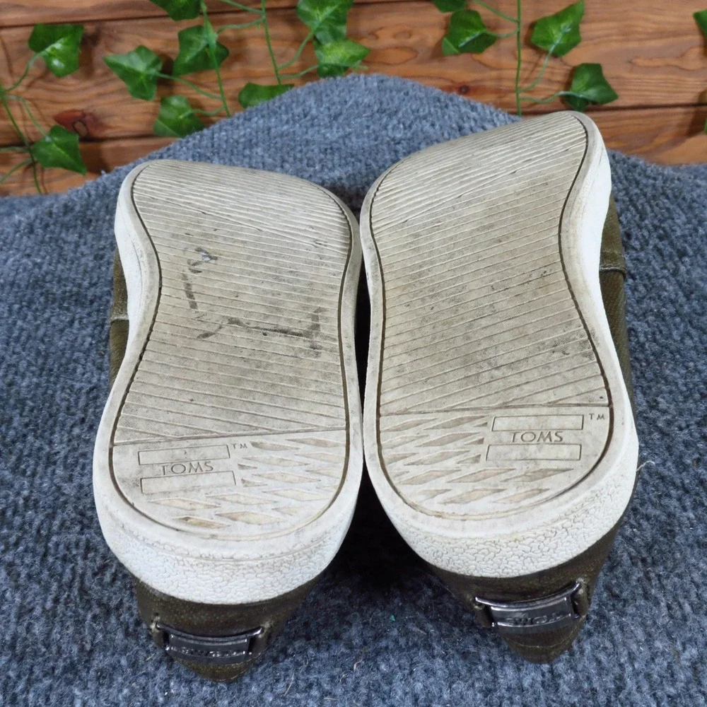 TOMS Avalon Women‎ Casual Slip On Sneaker Size 8 Daily Wear Olive Waxed Canvas